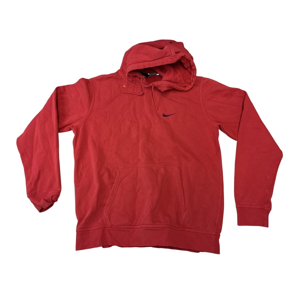 Nike Mini Swoosh Pullover Hoodie Mens Large Red Fleece Sweatshirt